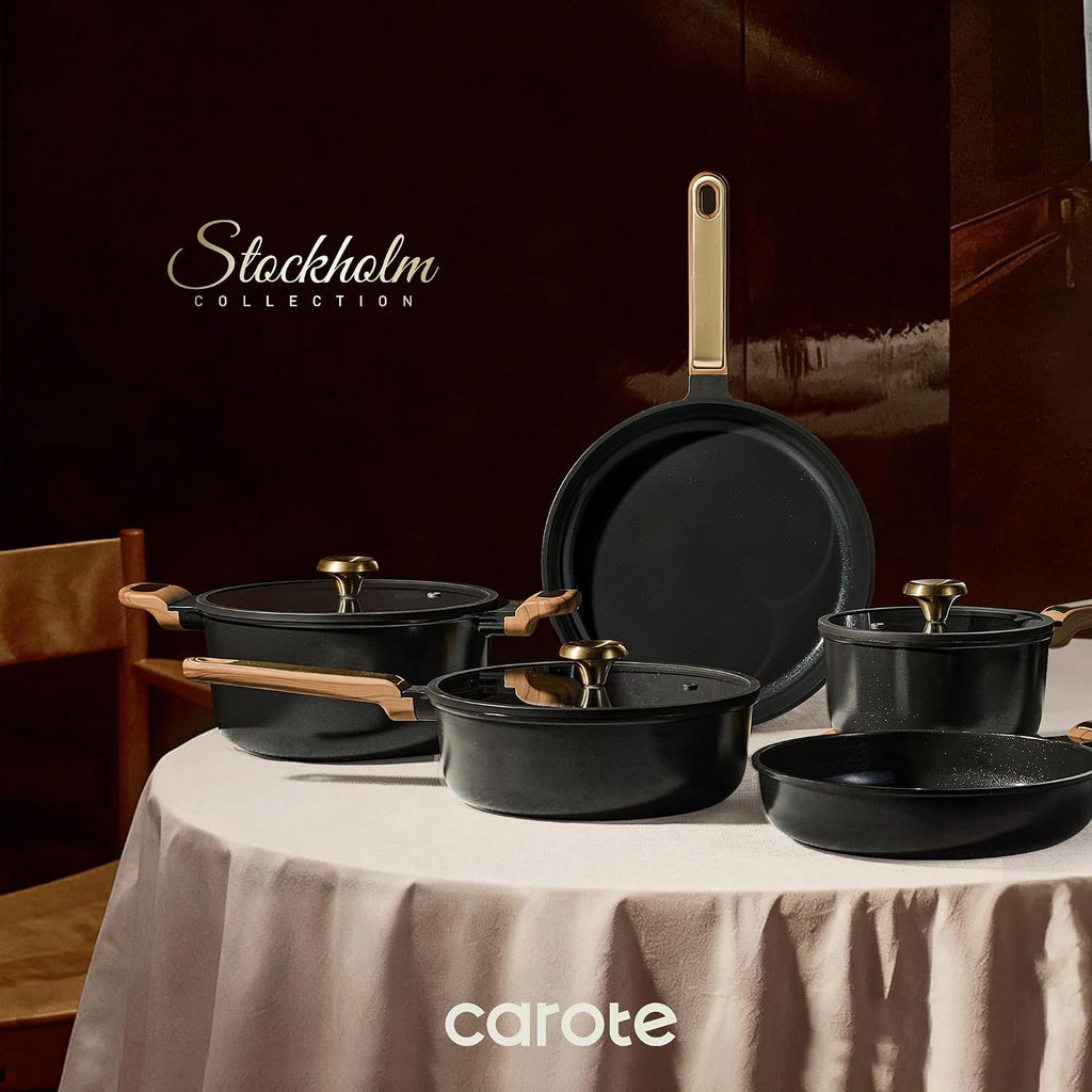 Ceramic Cookware Sets, Pots and Pans Set, 16pcs | Non-Toxic Induction Cooking Set with Silicone Lids, Dishwasher