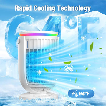 AI Portable Air Conditioners Fan with 120° Rotating Function,Evaporative Mini Room Air Conditioners