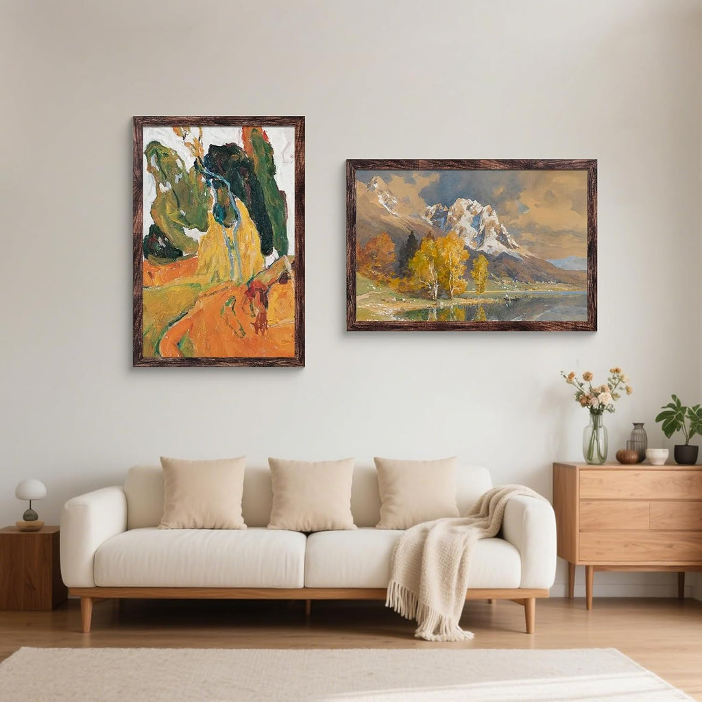 24x36 Poster Frame Display 24 x 36 inches, Photo Frames for Wall Hanging, Engineered Wood, Brown, 1 Pack