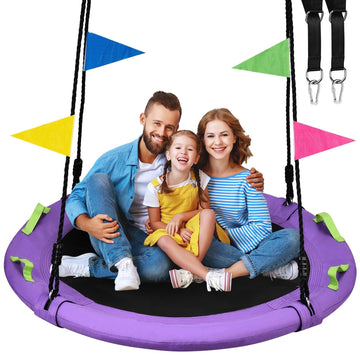 48 Inch Tree Swing, Larger Saucer Swing for Whole Family, Purple