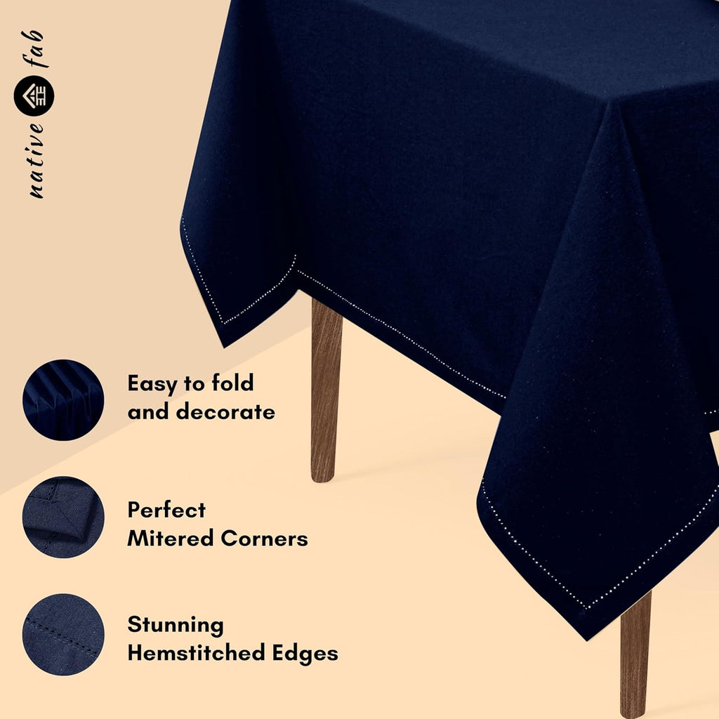 Tablecloth 60x84 Inches - 100% Cotton, Durable, Wrinkle-Free, Machine Washable Table Cover, Banquets