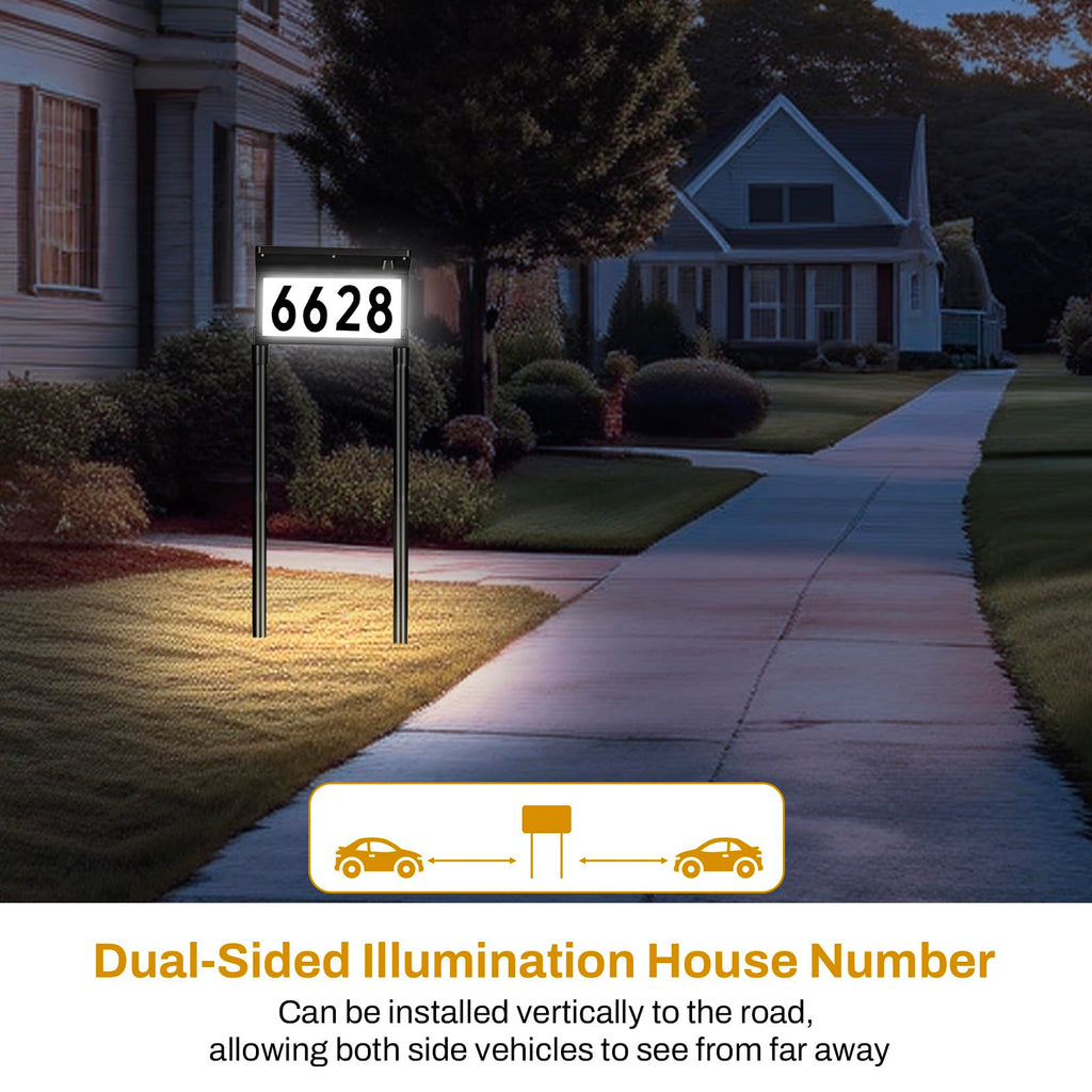 Solar Address Signs, Dual-Sided Illumination Solar House Numbers
