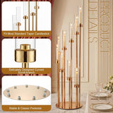 2 Pcs Extra High 50'' Floor Candelabra 9 Arm Gold Candle Holders Tall Floor Candle Holder with Acrylic
