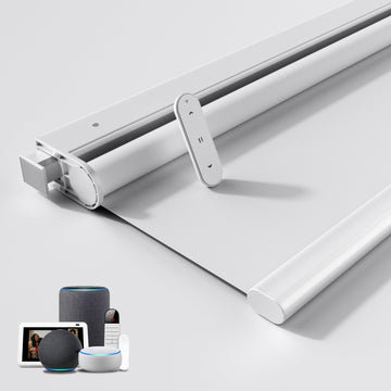 No Drill Motorized Blinds Smart Blackout Shades|White