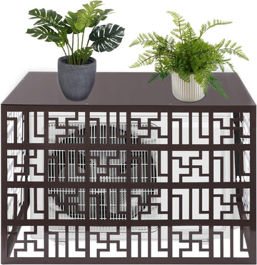 4 Panels Air Conditioner Fence Screen, 43.3 x 21.65 x 31.5in Metal A/C Privacy Panels Outdoor Air Conditioner Privacy