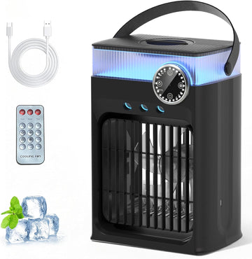Portable Air Conditioner with Remote Control,1200ml Evaporative USB Mini Air Cooler Conditioner RGB 8 LEDs