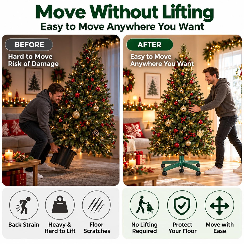 Rolling Christmas Tree Stand, Folding Base for Artificial Trees