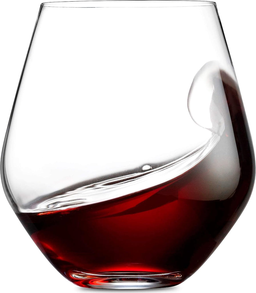 Wine Glasses, Stemless Wine Glasses, Red Wine Drinking Glasses, Stemless Wine Glass - 17oz, Set of 4 - Made in Europe