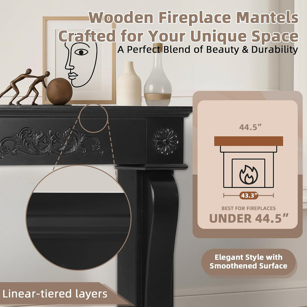Modern Surround, Decorative Wooden Freestanding Mantel for Electric Fireplace, Waterproof & Anti-Tipping, Premium MDF
