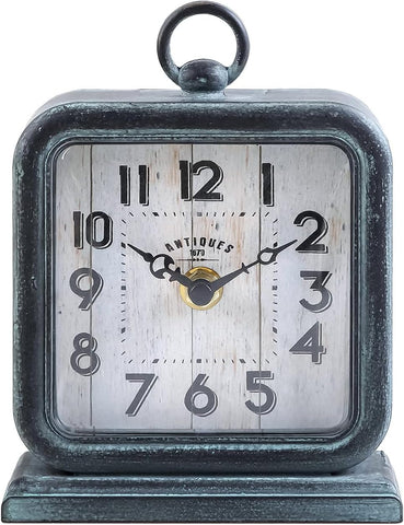 HOME Vintage Table Clock, Shelf Desk Top Clock Battery Operated Rustic Design