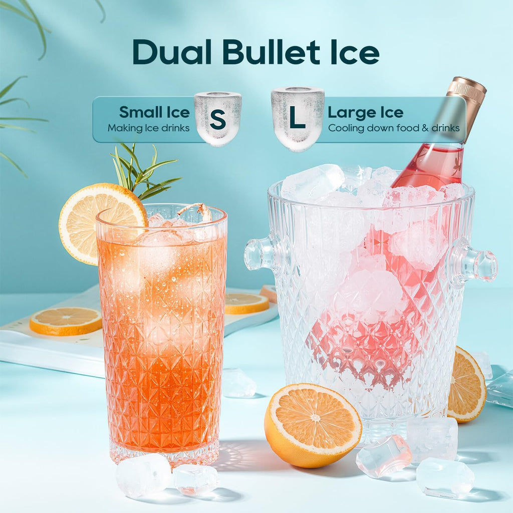 Ice Maker Countertop, 9 Ice Cubes in 6 mins, Self-Cleaning Portable Ice Machine with Basket and Scoop, 2 Sizes