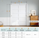 Sliding Closet Door 72"×80" (Double 37"), 5 Panels Bypass Barn Doors with Hardware Track Kit Include