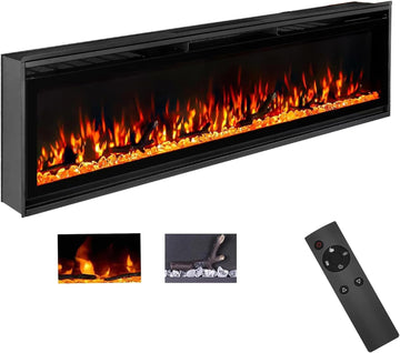 Electric Fireplace Inserts, Ultra Thin Wall Mounted Fireplace with Remote Control, Multicolor Realistic Flame