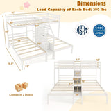Triple Bunk Bed with Stairs, Twin Over Twin & Twin Bunk Bed Frame with Guardrail & Storage