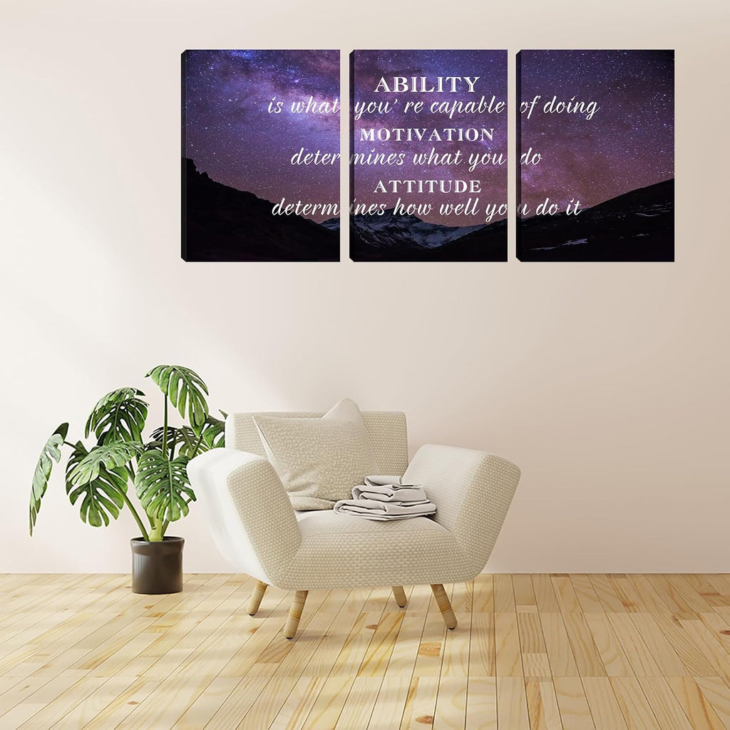 Office Wall Art 3 Pieces Motivation Landscape Canvas Poster Prints Painting Inspirational Wall Decor Decoration - Set of 3