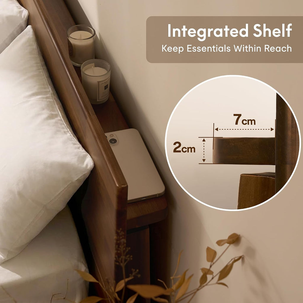 Hako G3 Queen Solid Acacia Wood Platform Bed Frame with Storage Headboard, Tool-Free Fast Assembly,1500 lbs,Premium