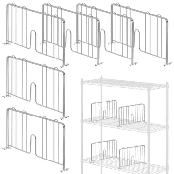 6 Pcs 14" W X 9" H Wire Shelf Divider for Wire Shelves, Silver