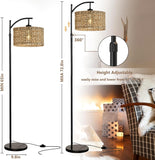 Arc Floor Lamp with Remote Control,Farmhouse Boho Floor Lamps with 3 Color Temperature