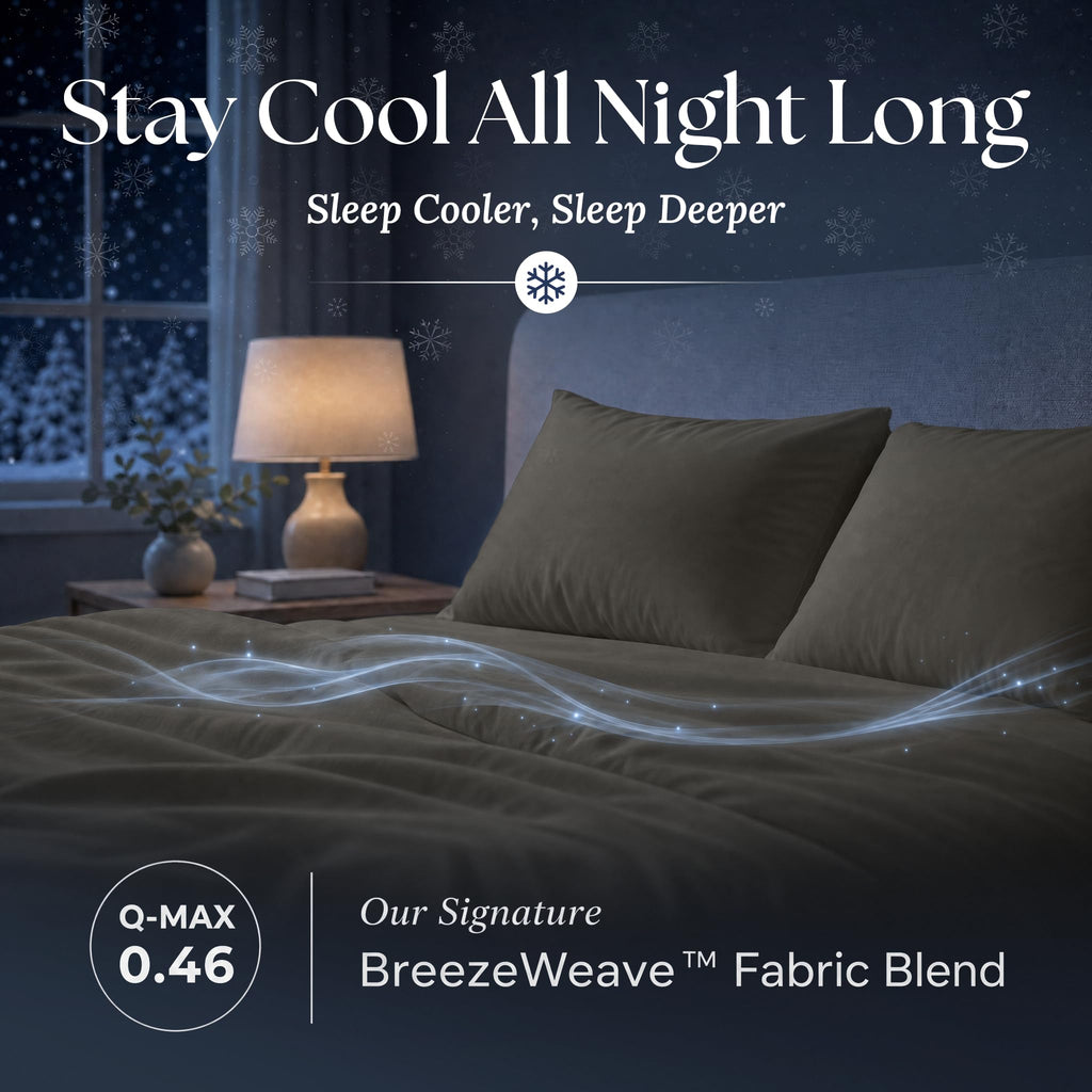 Cooling Sheets - BreezeWeave 4 PC Queen Size Cooling Bed Sheets for Hot Sleepers & Deep, Cool - Cloud Soft, Silky