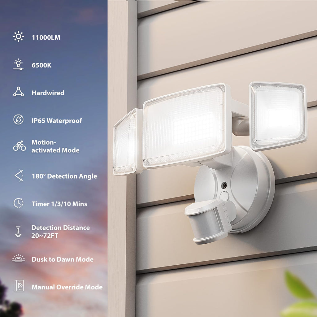 LED Motion Sensor Outdoor Lights, Dusk to Dawn Flood Light Outdoor Motion Sensor, Hardwired Security Lights