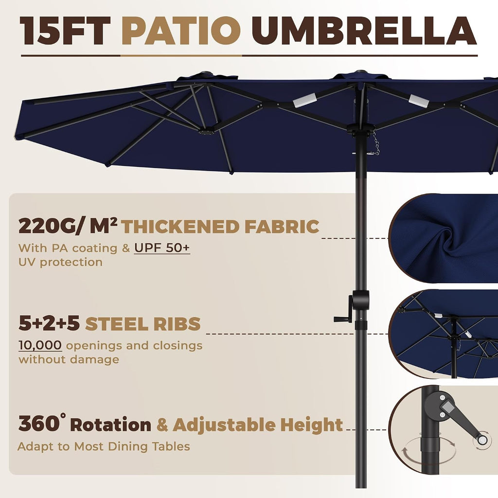 15ft Rectangular Patio Umbrella