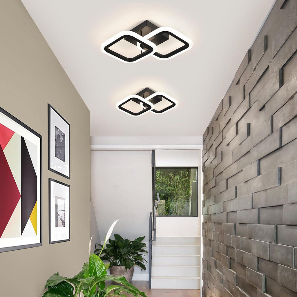 Black Led Ceiling Light,4500K Daylight White Modern Hallway Light Fixtures, Acrylic Indoor LED Ceiling Light Fixtures
