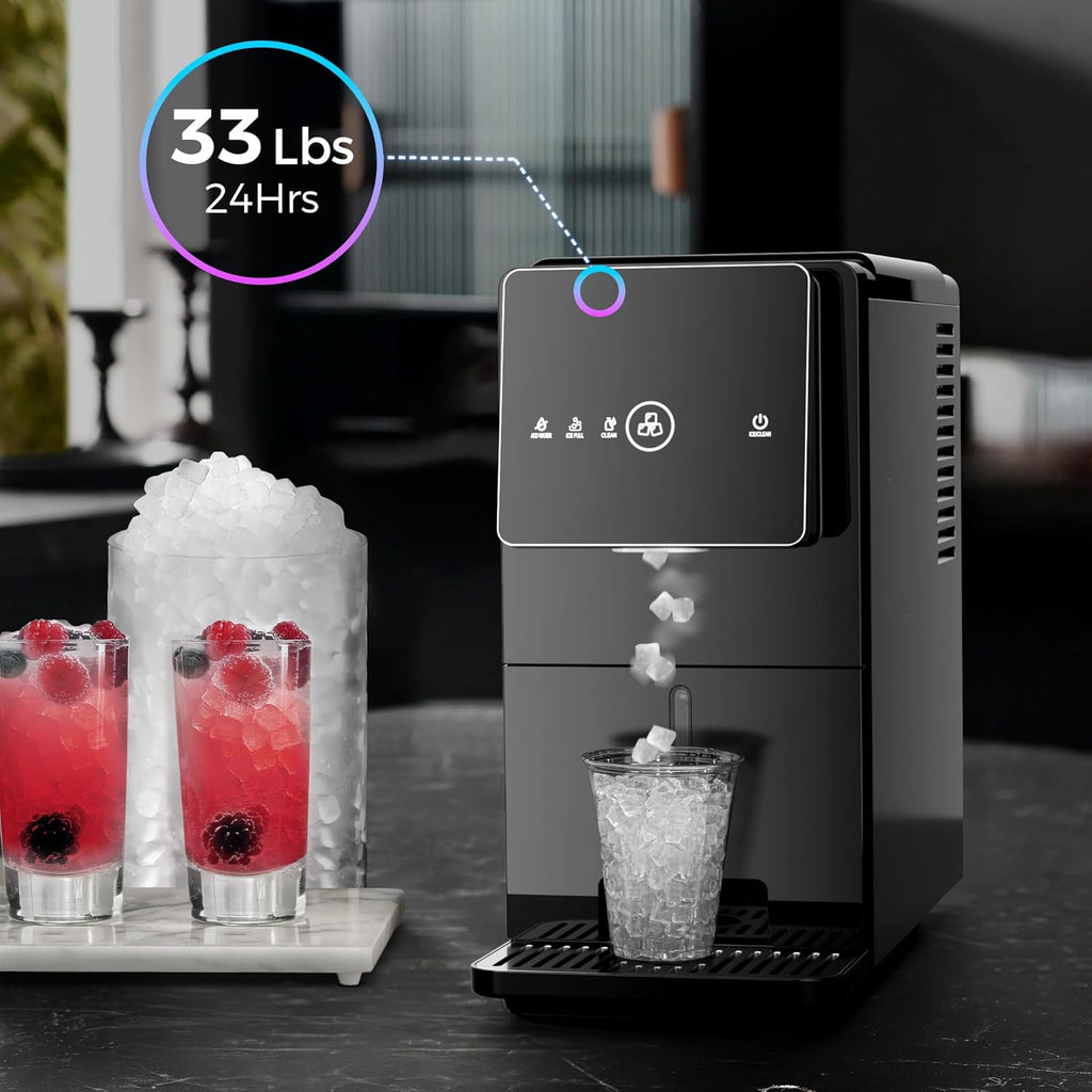 Countertop Nugget Ice Maker, 33LBS/24H, Soft Chewable Ice, One-Click, One-Touch Automatic Ice Dispensing