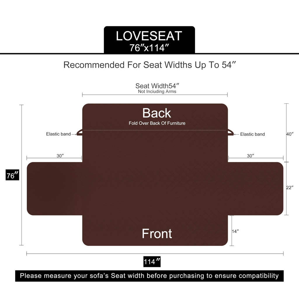 Loveseat Sofa Cover for 2 Cushion Couch, Coffee/Beige