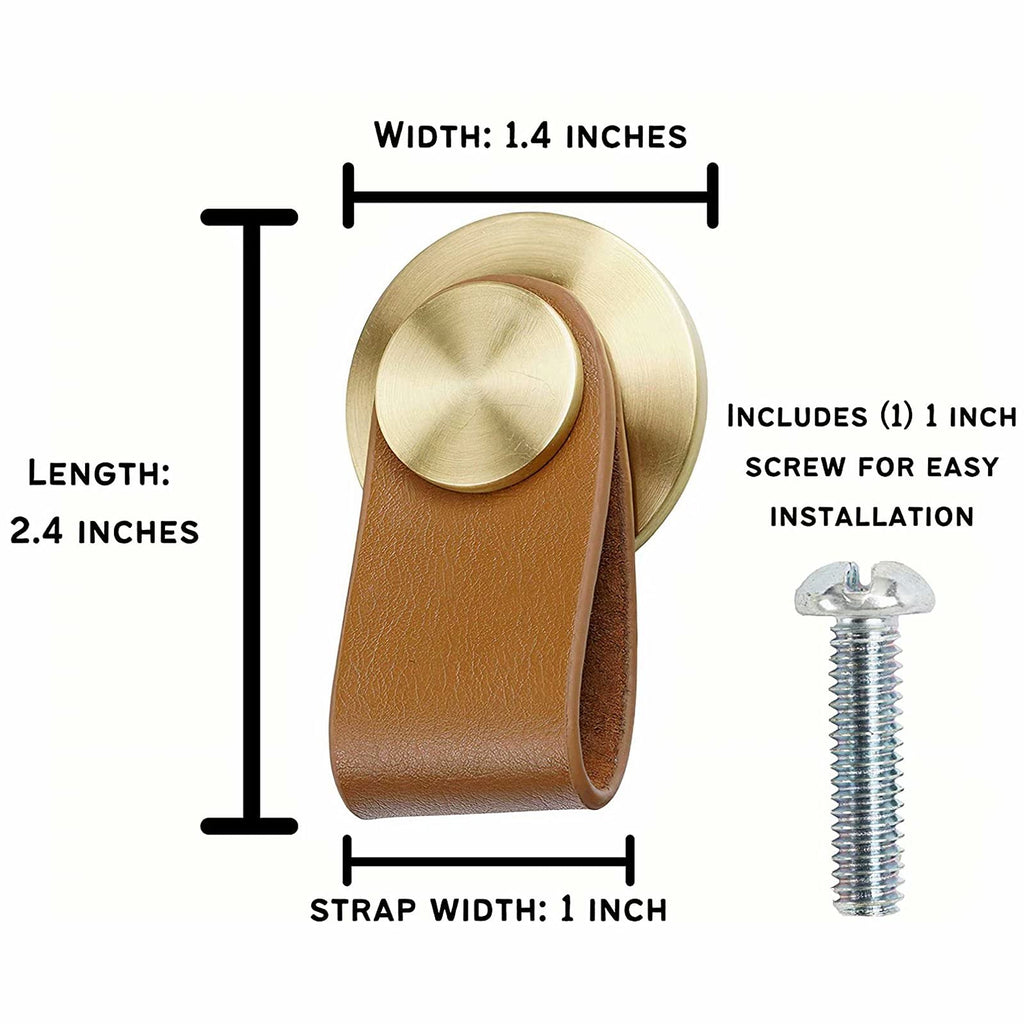 6pcs New Leather Pulls -Leather Cabinet Pulls - Leather Drawer Pull for Wardrobe, Kitchen, Bathroom - Heavy-Duty
