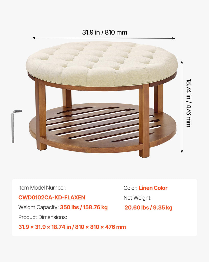Large Round Ottoman Coffee Table, Ottoman Living Room