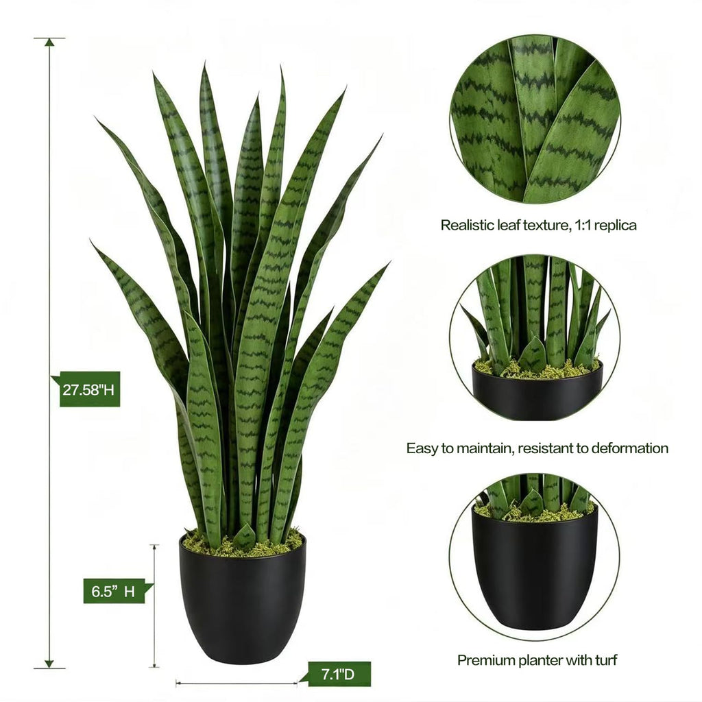 28in Artificial Sansevieria Plant with Pot Fake Snake