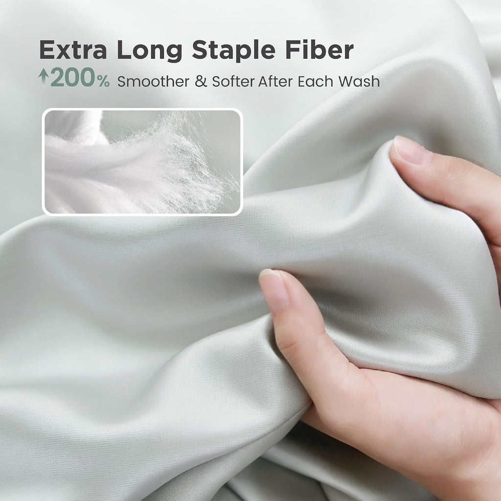 100% Egyptian Cotton Sateen Sheet Set - 1000 Thread Count, Ultra-Soft 4 Piece Bedding, Extra Deep 16" Pocket