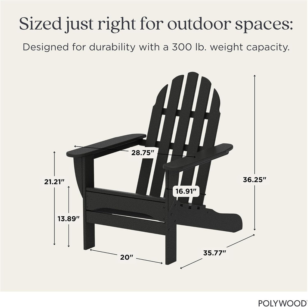 AD4030BL Classic Outdoor Adirondack Chair, Black