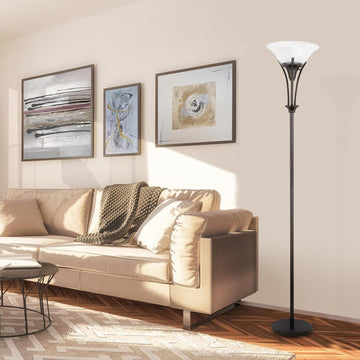 63361 Gatineau 71" Dark Bronze Floor Lamp with Alabaster Glass Shade