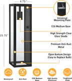 Large Outdoor Wall Lights Exterior 2-Pack, 16'' Waterproof Front Porch Lights Outdoor Wall Sconces, Matte Black Exterior Light Fixtures Lantern for House Garage, Bulb Not Included A123-B0CC8KT42N