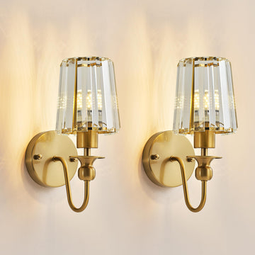 Hardwired Crystal Wall Sconces Set of 2