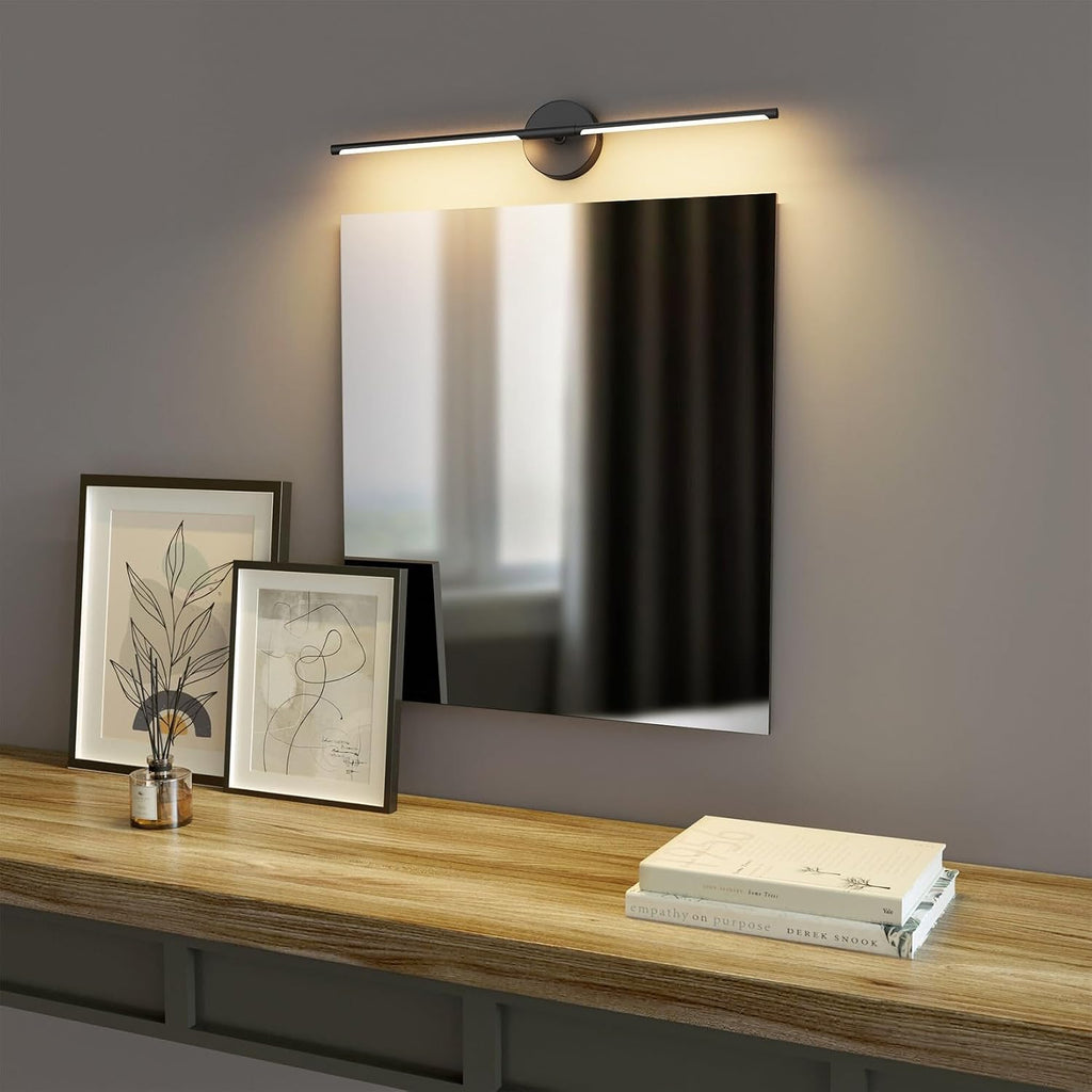 Black Wall Sconce 28In Hardwired Vanity Light Fixture 3000K Indoor Bathroom Sconce Over Mirror 360° Rotate
