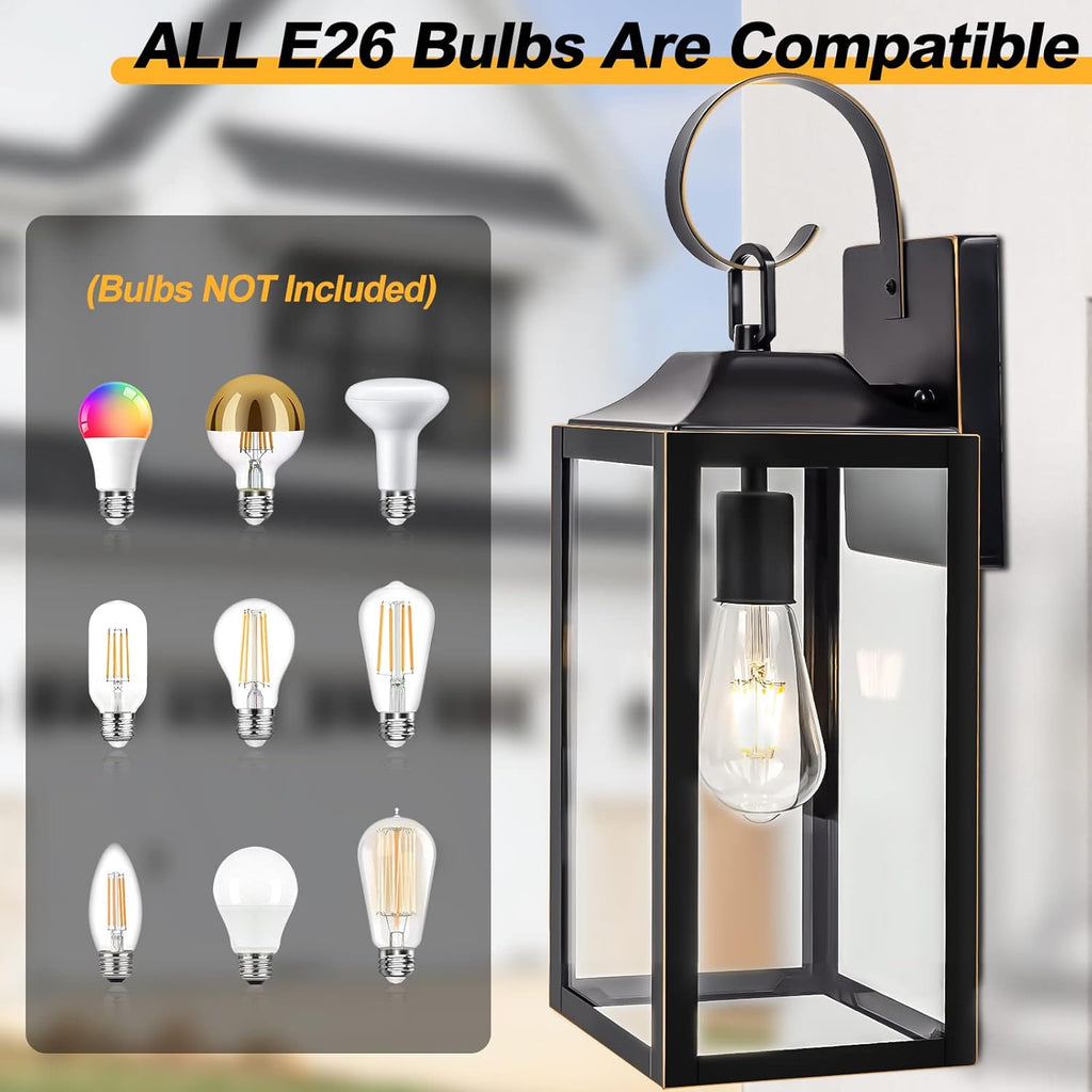19" Large Outdoor Wall Light, Black Outside Light for House Outdoor Sconce Wall Lighting Fixture