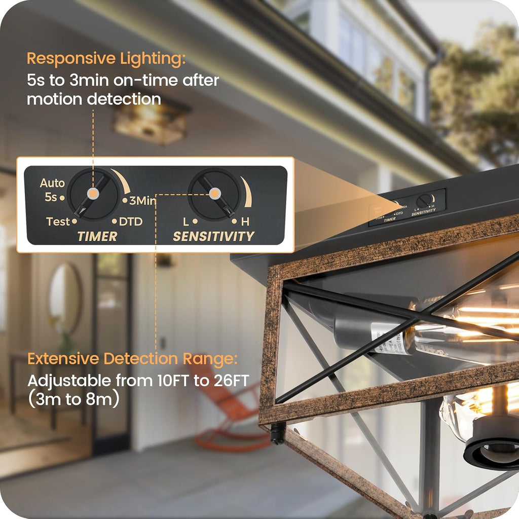 Outdoor Ceiling Light with Motion Sensor, Flush Mount Porch Ceiling Lights Outdoor
