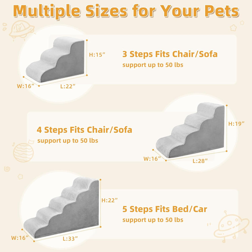 Dog Stairs Ramp, Curved 4-Step Dog Steps for Small Dogs and Cats