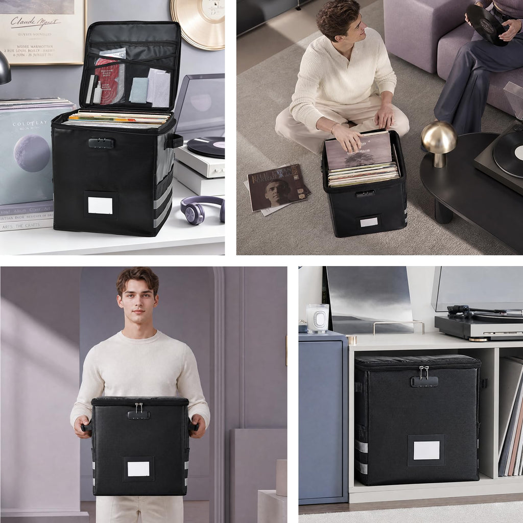 Vinyl Record Storage Case with Lockable for 100+ Single Records