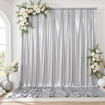 10x10FT Silver Sequin Backdrop Curtain - 2 Panels of 5x10FT Wrinkle-Free Glitter Drapes for Photography, Birthdays