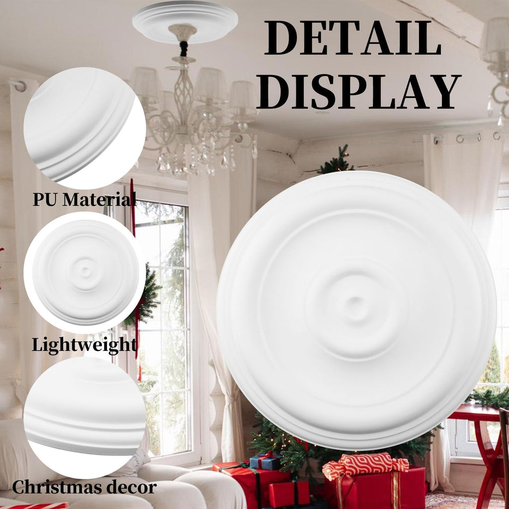 White Decorative Round Ceiling Medallion 1PCS, 12" OD