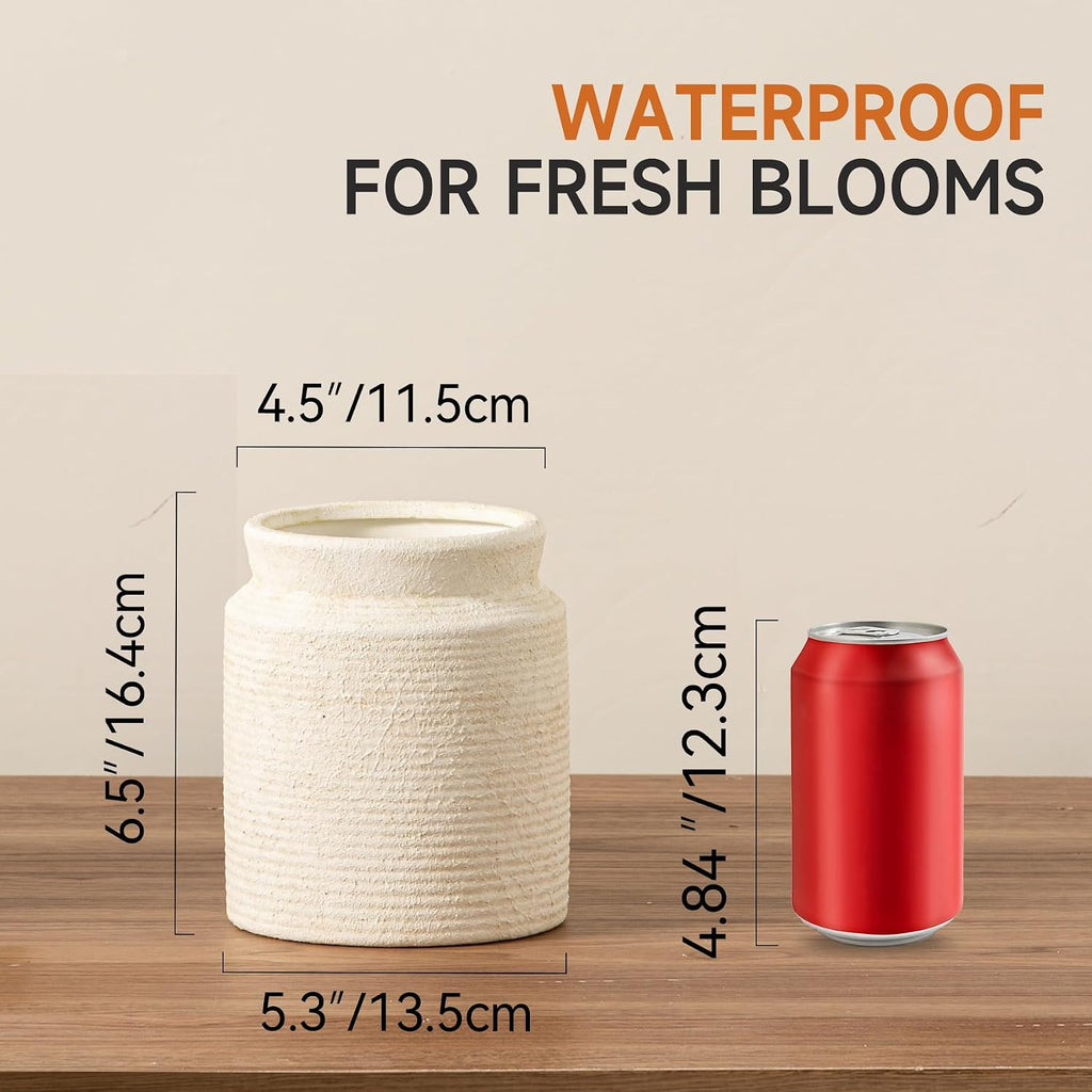 Ceramic Flower Vase 6.5 inch Farmhouse Rustic Vase
