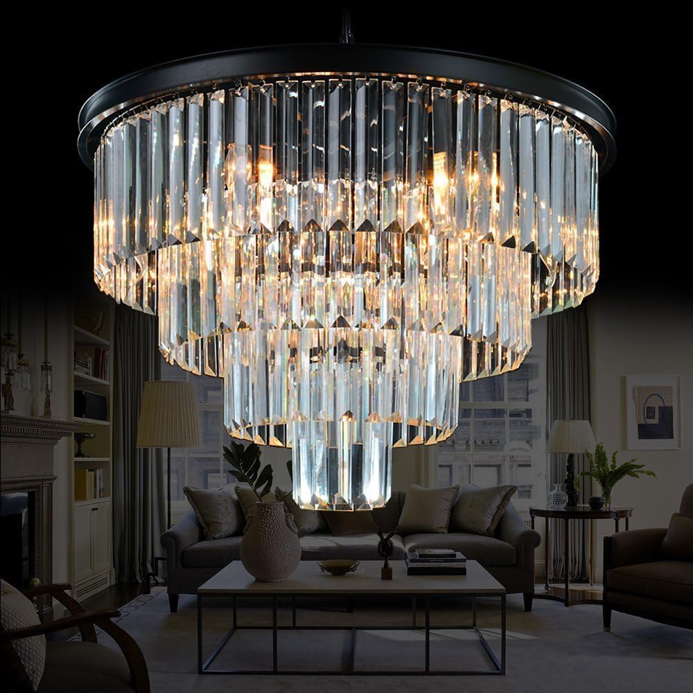 9 Lights Crystal Modern Contemporary Chandeliers Pendant Ceiling Light 4-Tier Chandelier Lighting for Dining Room Living Room Bedroom Girls Room Dia 23.6" A107-B07CWKDLX9