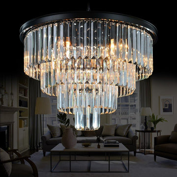 Inspired Odeon Style 9-Light Crystal 4-Tier Modern Chandelier Dia 23.6"