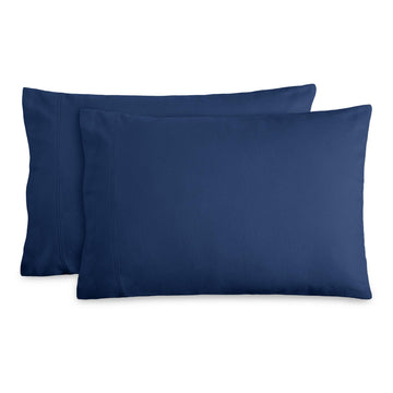 Flannel Pillowcases 100% Cotton (Standard Set of 2, Dark Blue)