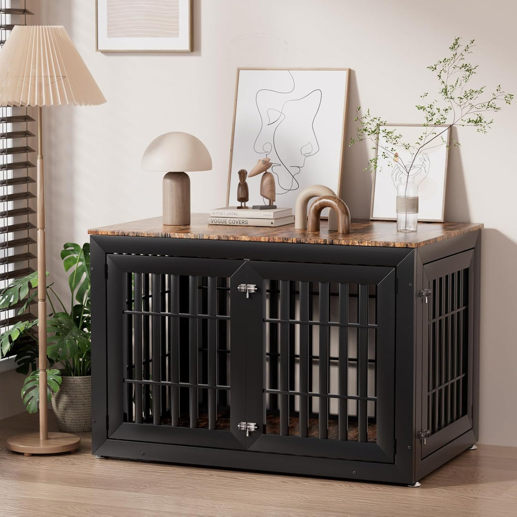 48" Heavy-Duty Dog Crate Furniture for Large Dogs, XXL Wooden Dog Cage Kennel Indoor Furniture