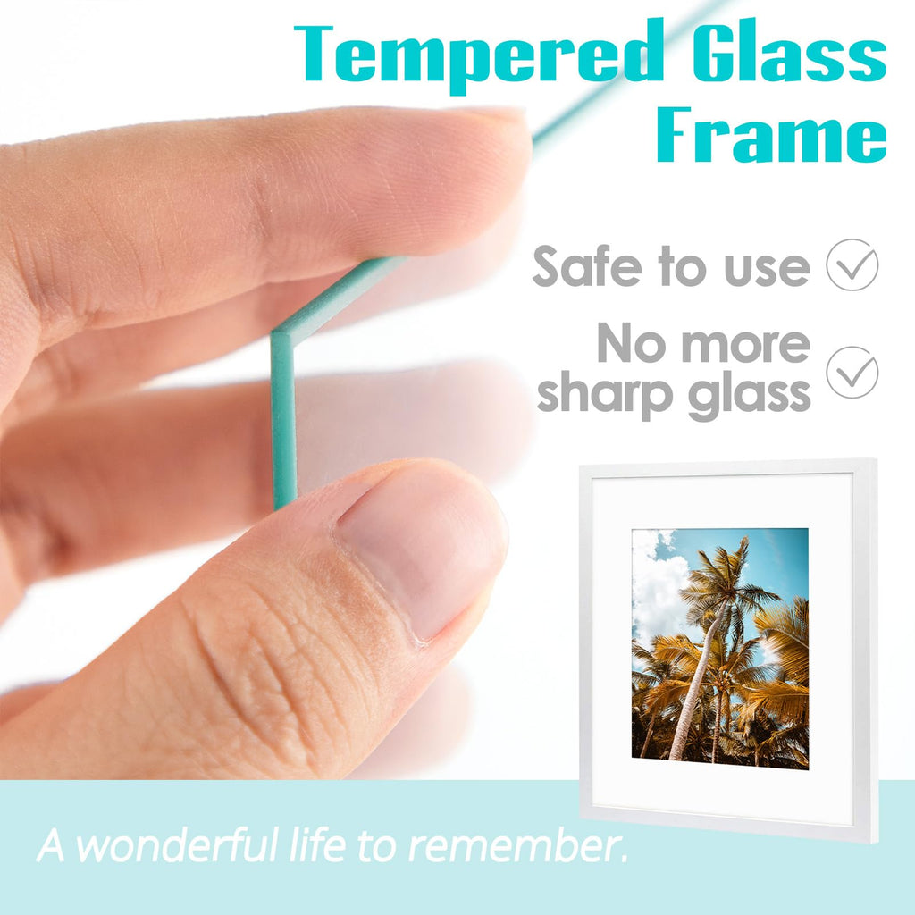 16x20 White Picture Frame with Real Glass Mat for 11x14