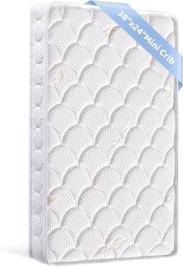 Mini Crib Mattress - 38x24x4 Inch- Dual Sided with Firm Support and Comfort Foam- Breathable, Quiet and Odorless